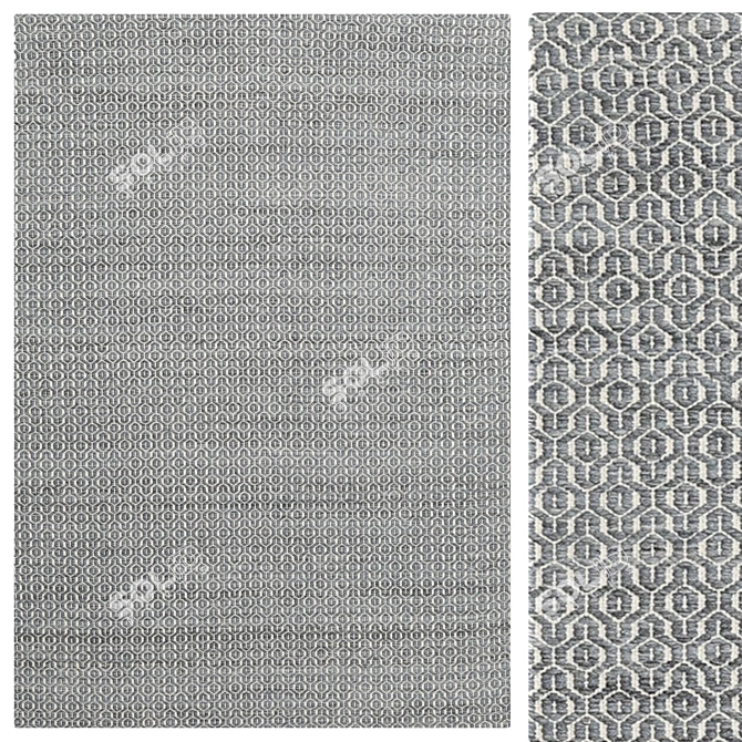 Elegant Alva Carpet - Dark Gray/White 3D model image 1