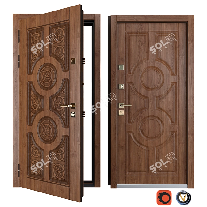 Astoria Metal Entrance Door: Elegant and Secure! 3D model image 1