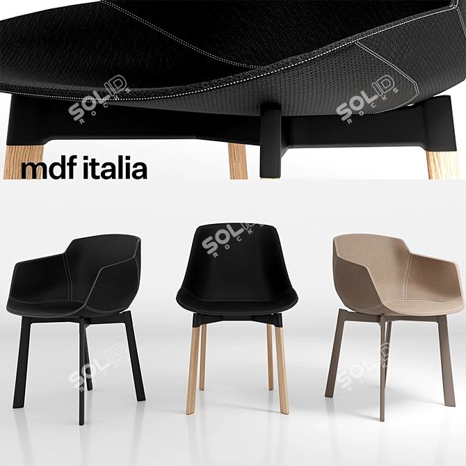 Sleek Flow Leather Chair 3D model image 2