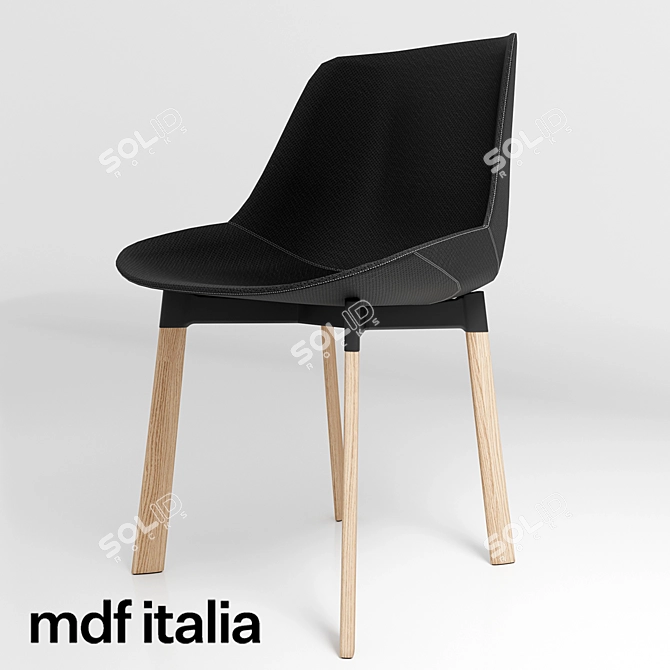 Sleek Flow Leather Chair 3D model image 3