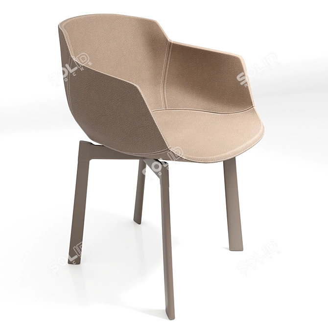 Sleek Flow Leather Chair 3D model image 7