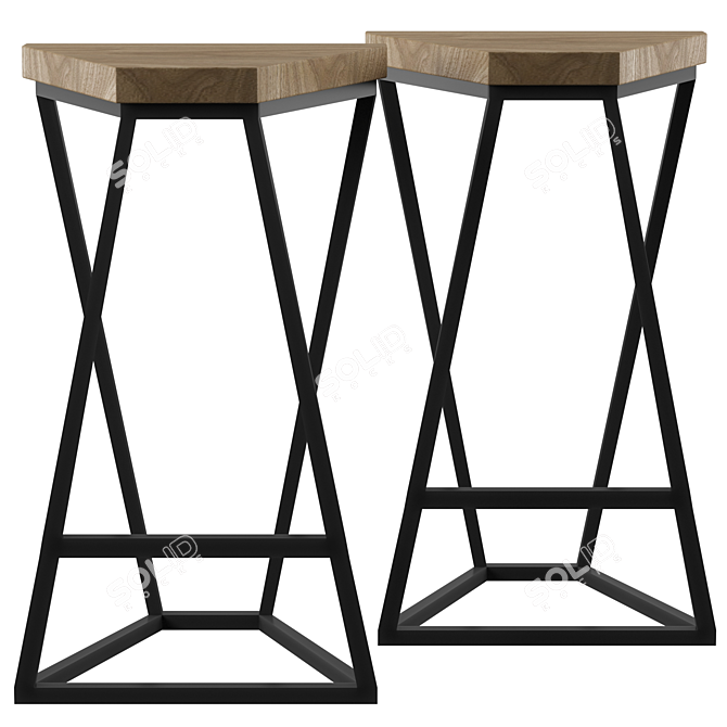 Title: Sleek Loft Bar Stool | 750mm Height 3D model image 3