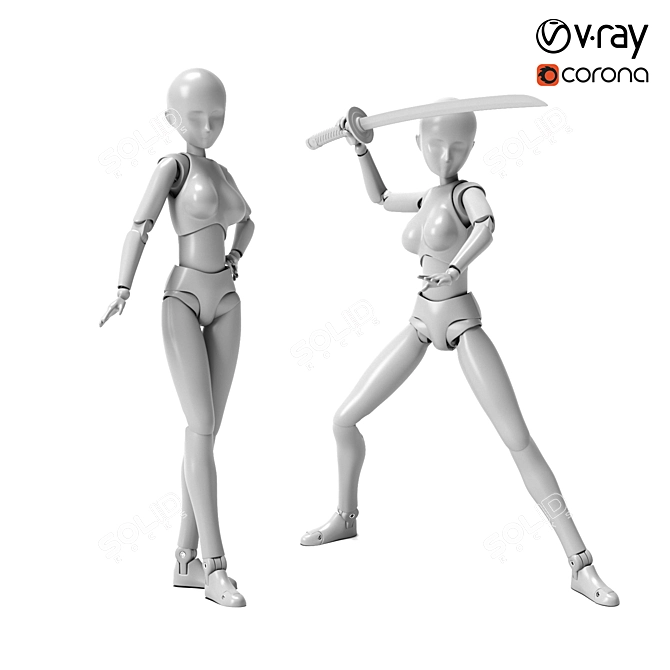 SHFiguarts Body-chan DX: Standing & Katana Fighting 3D model image 1