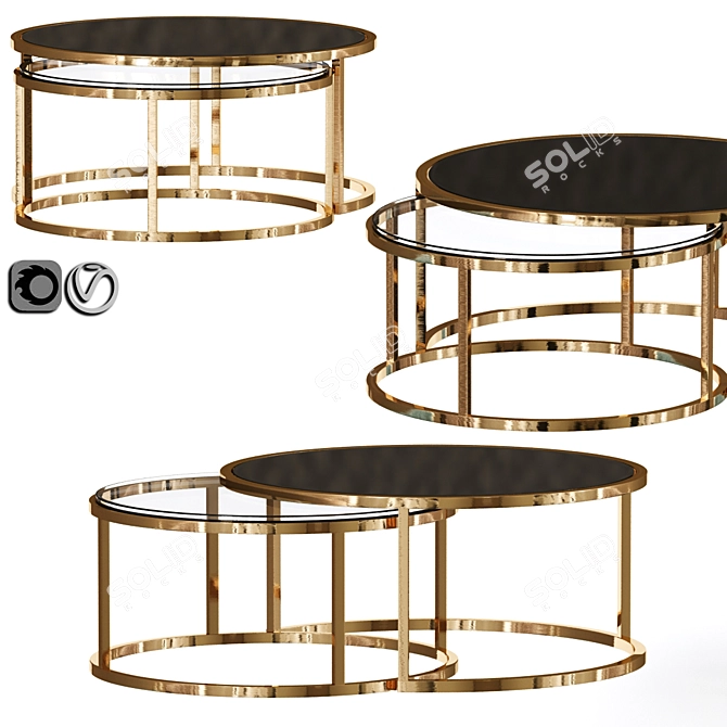 Anyan 2pc Coffee Table Set: Modern Design, Stunning Finish 3D model image 1