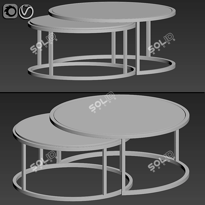Anyan 2pc Coffee Table Set: Modern Design, Stunning Finish 3D model image 2