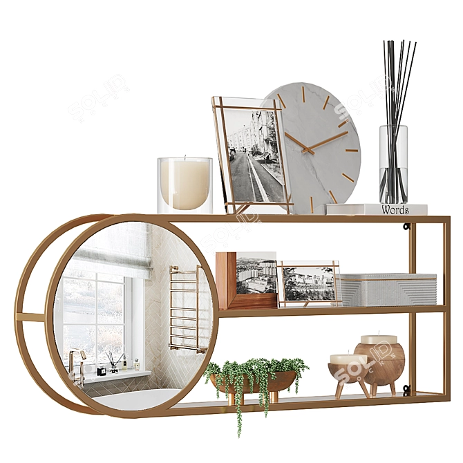Sleek Decor Set: Frames, Bowl, Clock, Candle Holders, Diffuser 3D model image 1