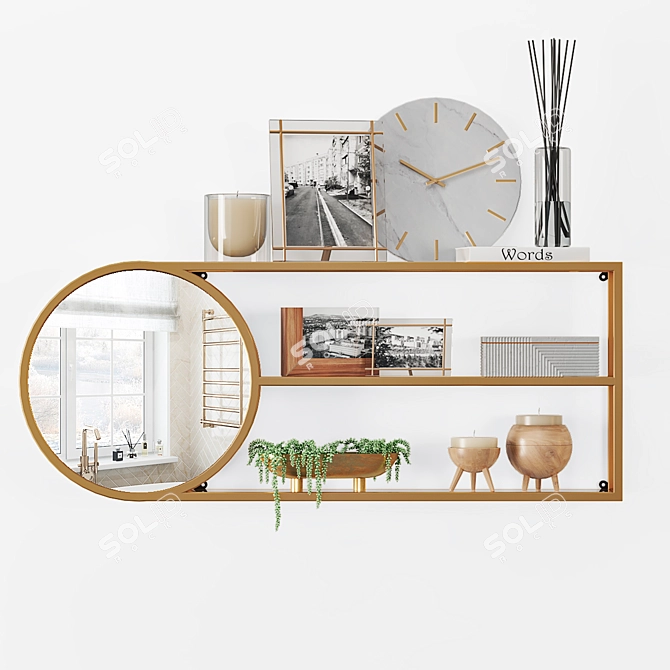 Sleek Decor Set: Frames, Bowl, Clock, Candle Holders, Diffuser 3D model image 2