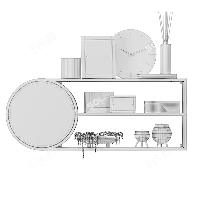 Sleek Decor Set: Frames, Bowl, Clock, Candle Holders, Diffuser 3D model image 3