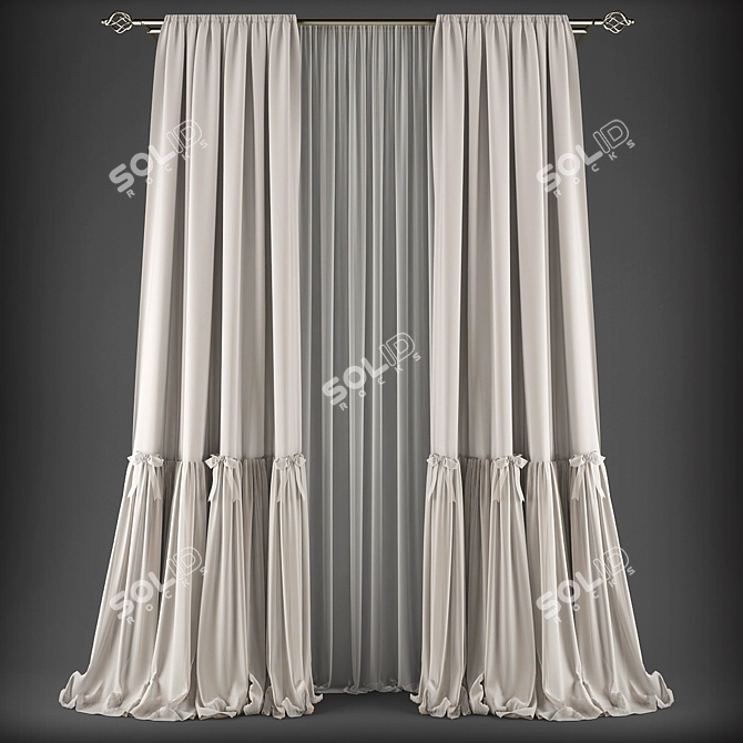 Elegant Sheer Window Curtains 3D model image 1