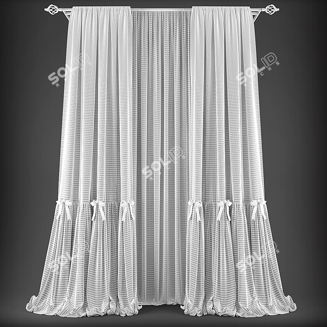 Elegant Sheer Window Curtains 3D model image 2