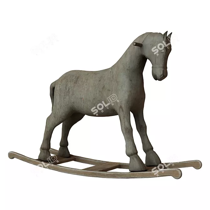 Wooden Kids Rocking Horse 3D model image 2