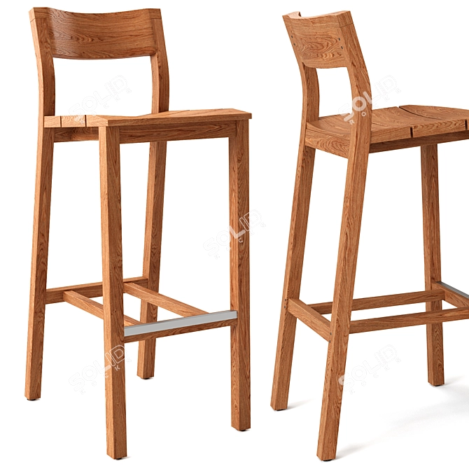 Tribu Kos Teak Bar Stool 3D model image 1