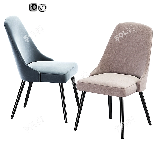 Modern Upholstered Dining Chair 3D model image 2