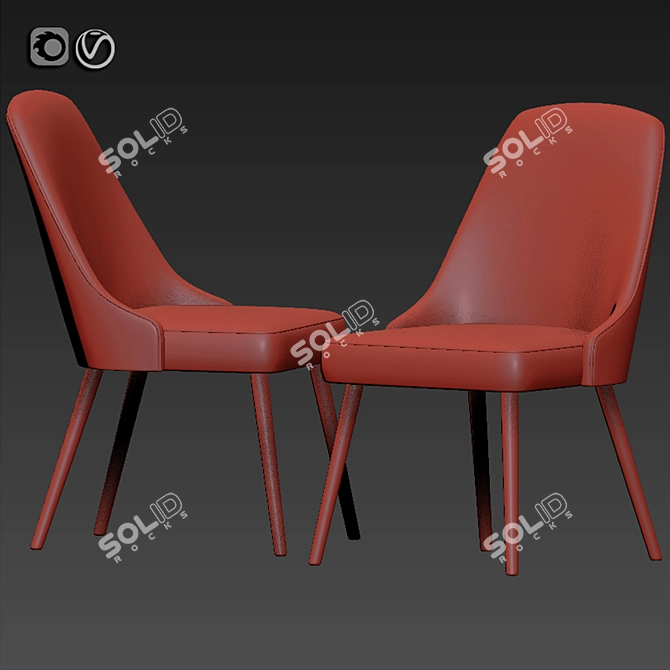 Modern Upholstered Dining Chair 3D model image 3