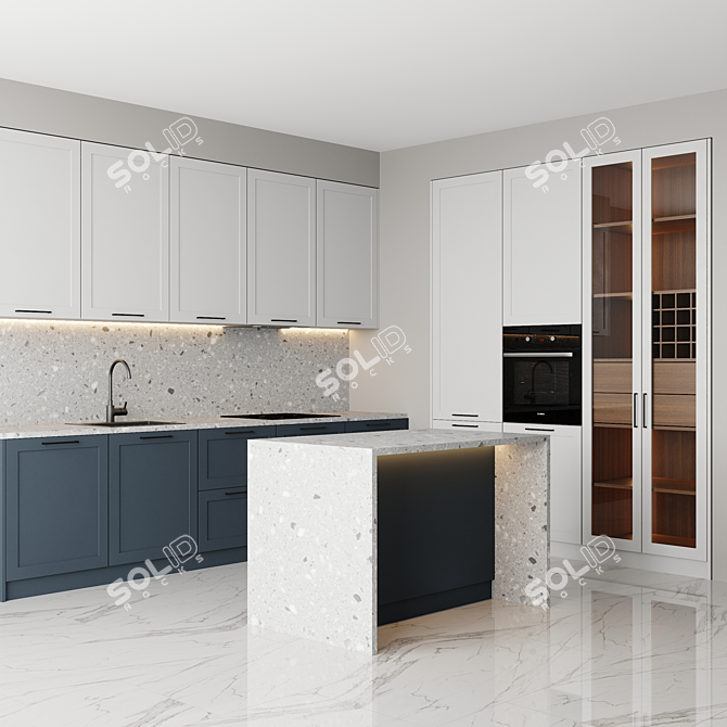 Classic Style Kitchen with Bosch Appliances 3D model image 1