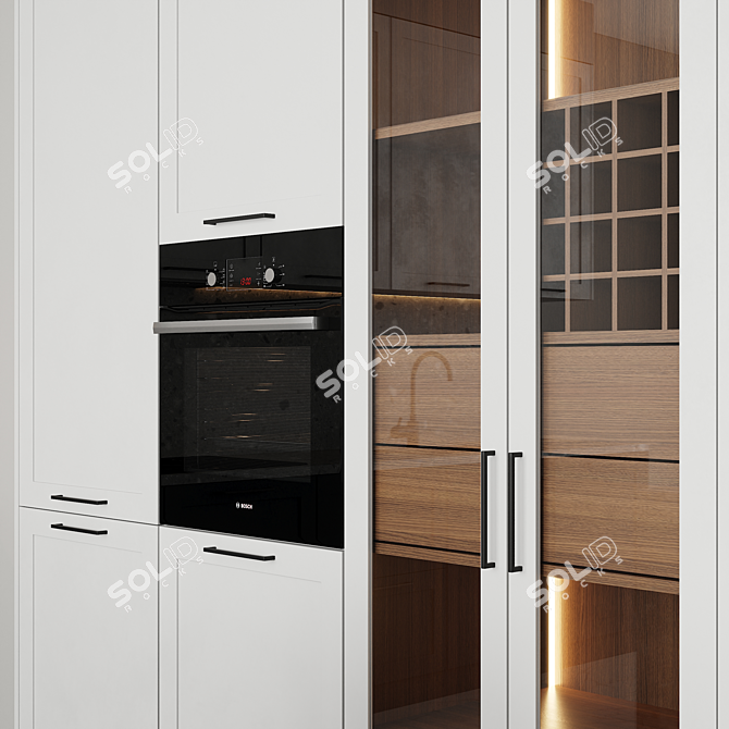 Classic Style Kitchen with Bosch Appliances 3D model image 2