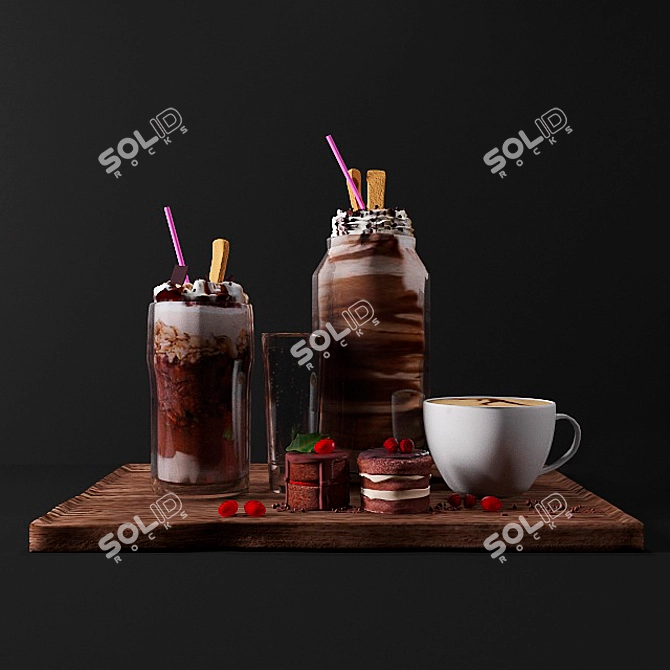 Modern Cake Decoration Kit 3D model image 1