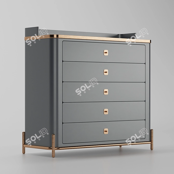 Stylish Kayra Chest of Drawers - Grey & White 3D model image 2