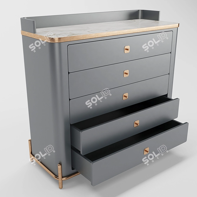 Stylish Kayra Chest of Drawers - Grey & White 3D model image 3