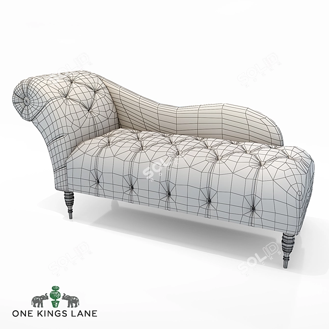 Elegant Frances Tufted Chaise 3D model image 10