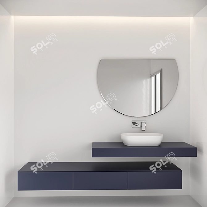 Modern Bowl Sink Set: Vitra Outline TV Lavabo & Fold S Faucet 3D model image 5