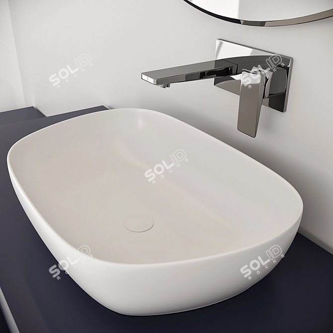 Modern Bowl Sink Set: Vitra Outline TV Lavabo & Fold S Faucet 3D model image 7