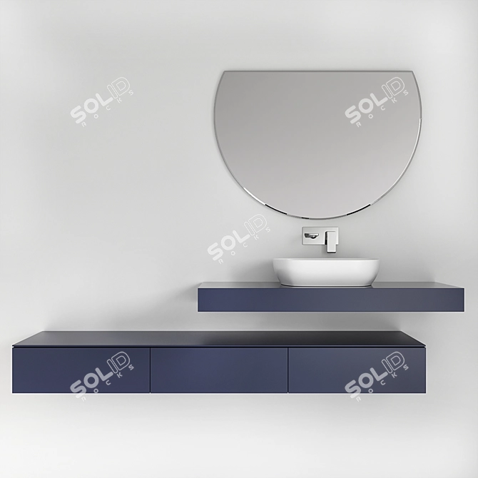 Modern Bowl Sink Set: Vitra Outline TV Lavabo & Fold S Faucet 3D model image 10