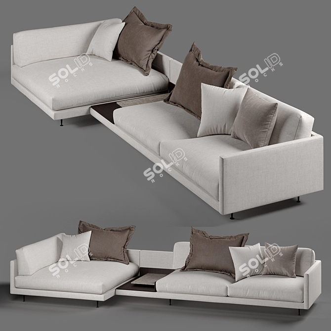 Elegant Modular Wendelbo MAHO Sofa 3D model image 5