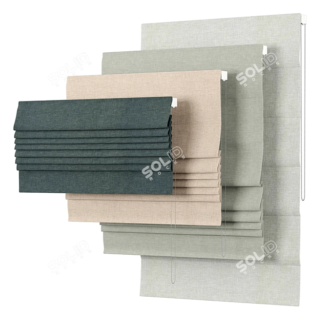 English Blinds Roman Curtains | Solo Collection 3D model image 2