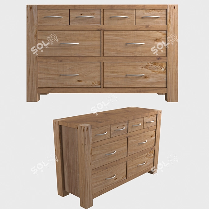 Eco Pine Wood Dresser 140x90x50 cm 3D model image 1