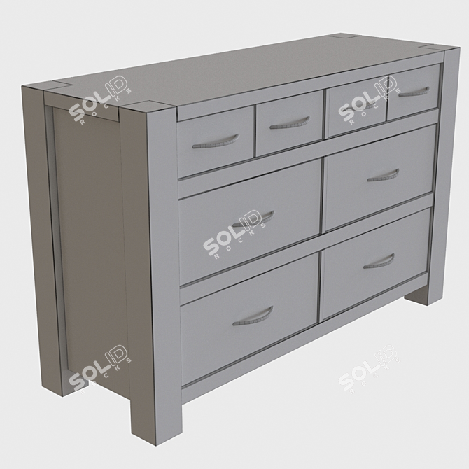 Eco Pine Wood Dresser 140x90x50 cm 3D model image 2