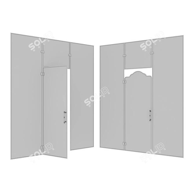 Sleek Glass Doors 3D model image 2