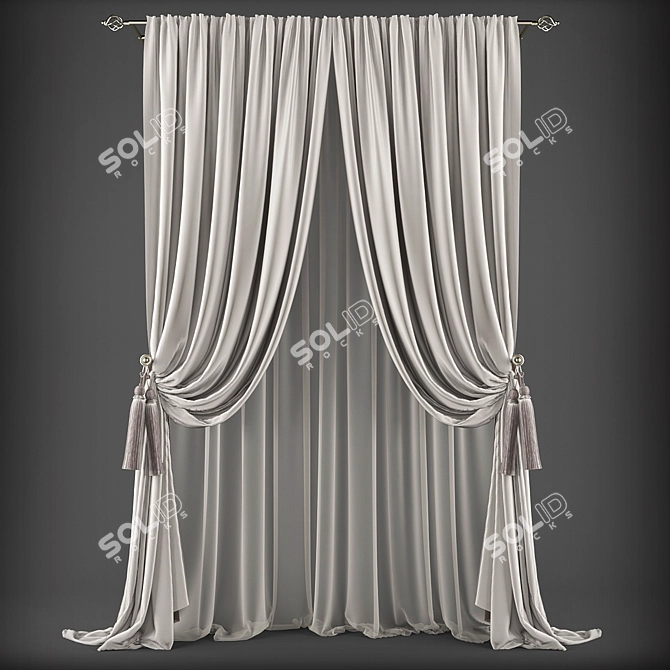 Elegant Custom Curtains 3D model image 1