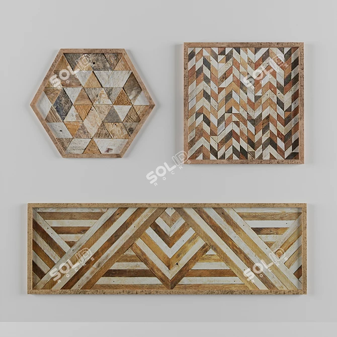 Scandinavian Rustic Wood Wall Art 3D model image 3