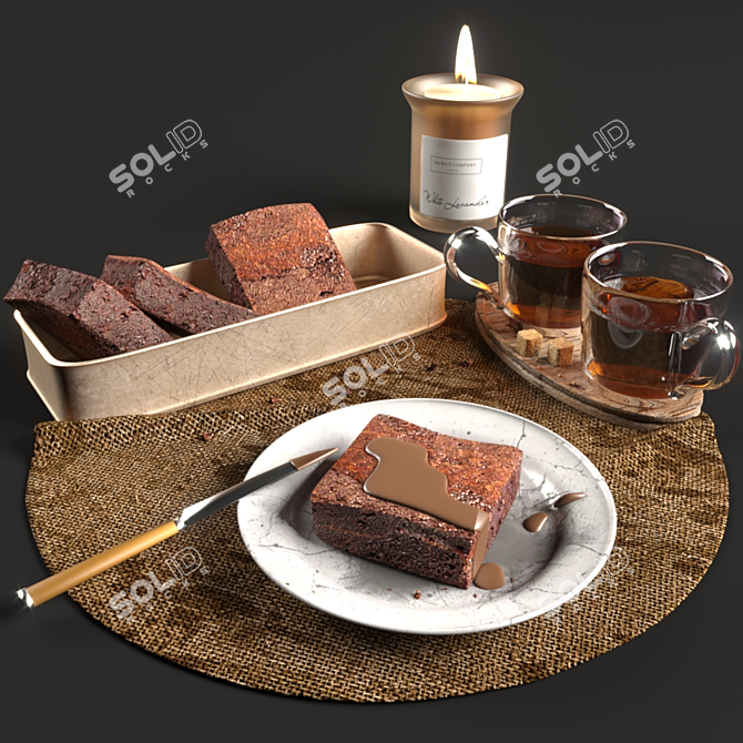 Decadent Delights: Cake & Sip 3D model image 1