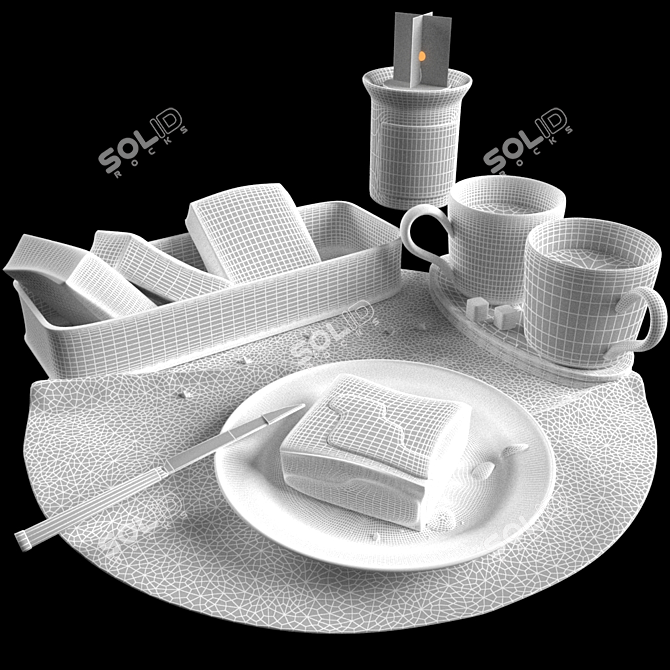 Decadent Delights: Cake & Sip 3D model image 2