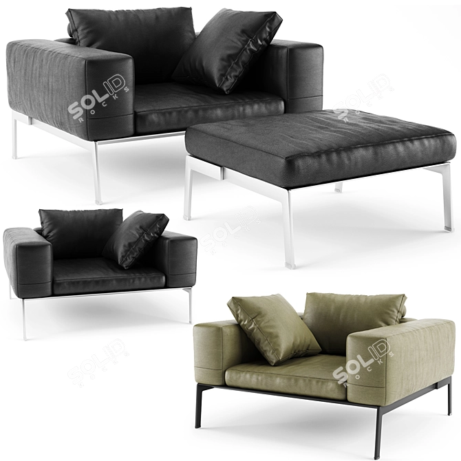 Flexform Lifesteel: Stylish Armchair for Modern Living 3D model image 1