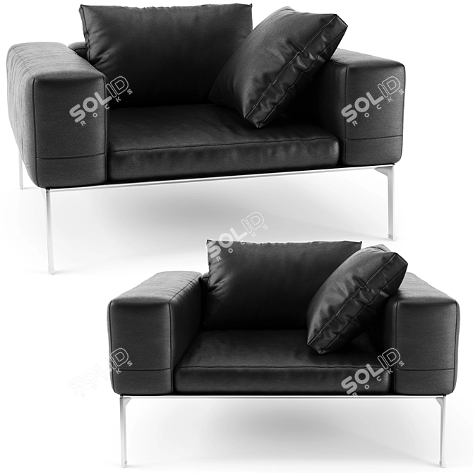 Flexform Lifesteel: Stylish Armchair for Modern Living 3D model image 2