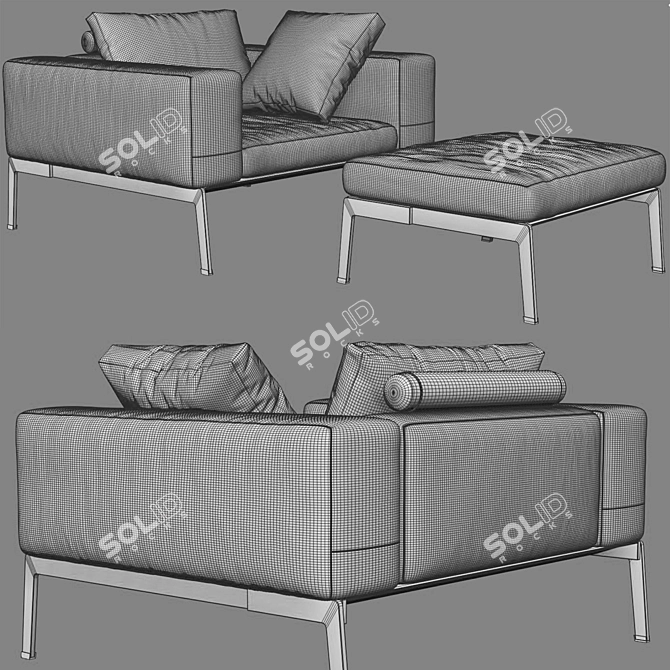 Flexform Lifesteel: Stylish Armchair for Modern Living 3D model image 5