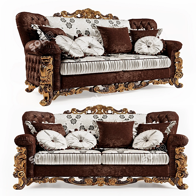 AR Arredamenti Excelsior High-back Carved Wood Sofa 3D model image 1