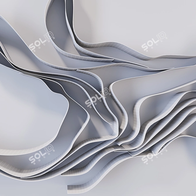 Waveform Metal Wall Art 3D model image 5