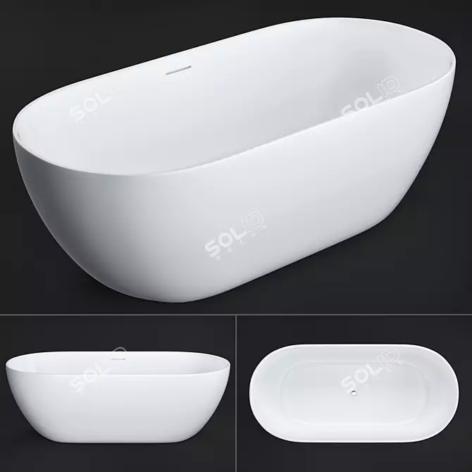 Elegant Riho Bilbao Freestanding Oval Bathtub 3D model image 1