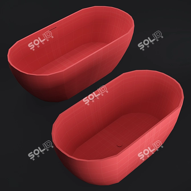 Elegant Riho Bilbao Freestanding Oval Bathtub 3D model image 3