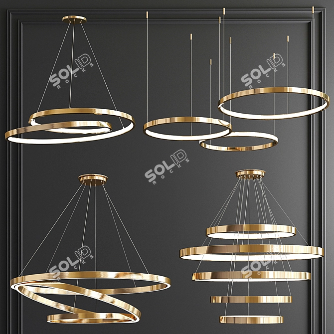 Elegant Ring Pendant Light 3D model image 1