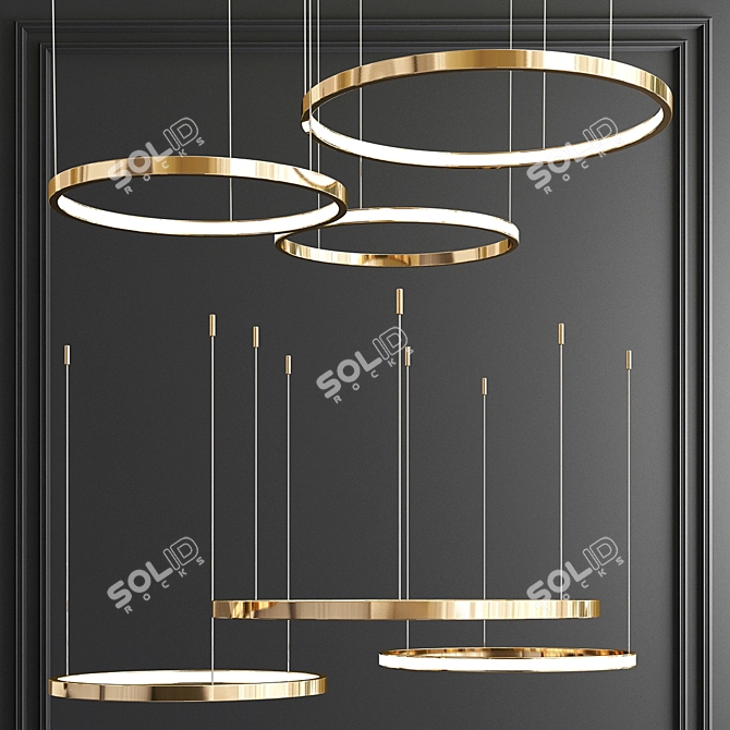Elegant Ring Pendant Light 3D model image 2