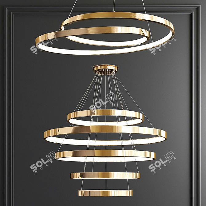 Elegant Ring Pendant Light 3D model image 4