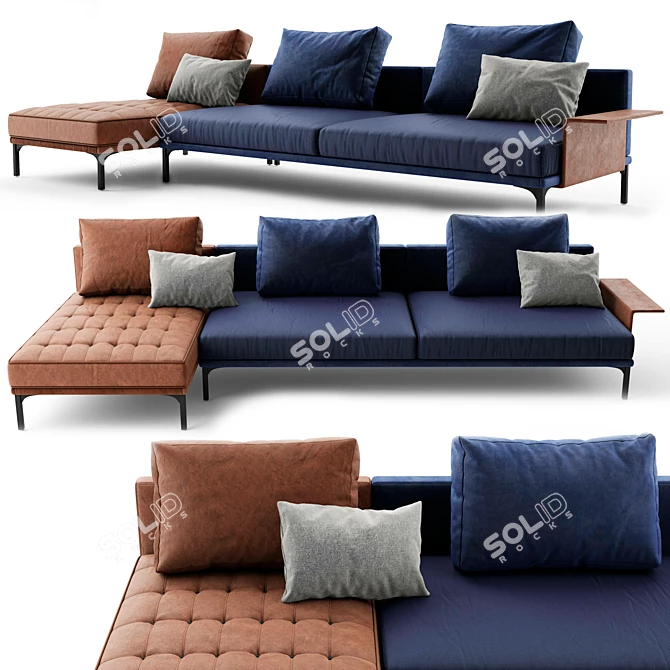 Modern 3-Seater Sofa 3D model image 1