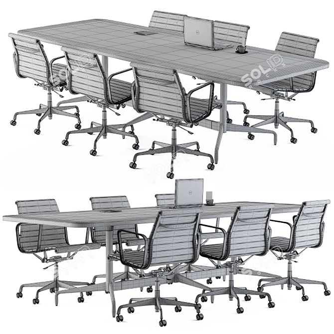 Conference Table Set: Elegant Design 3D model image 2