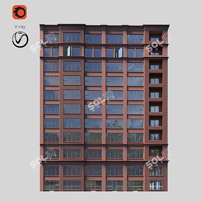 Modern Commercial Corner Building 3D model image 6
