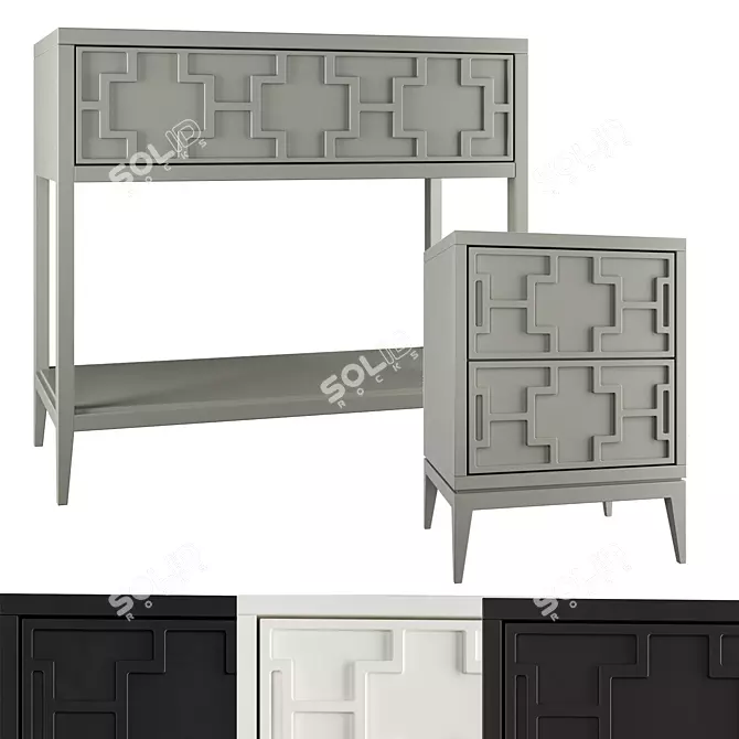 Austin Home Console/Nightstand with Drawers 3D model image 1